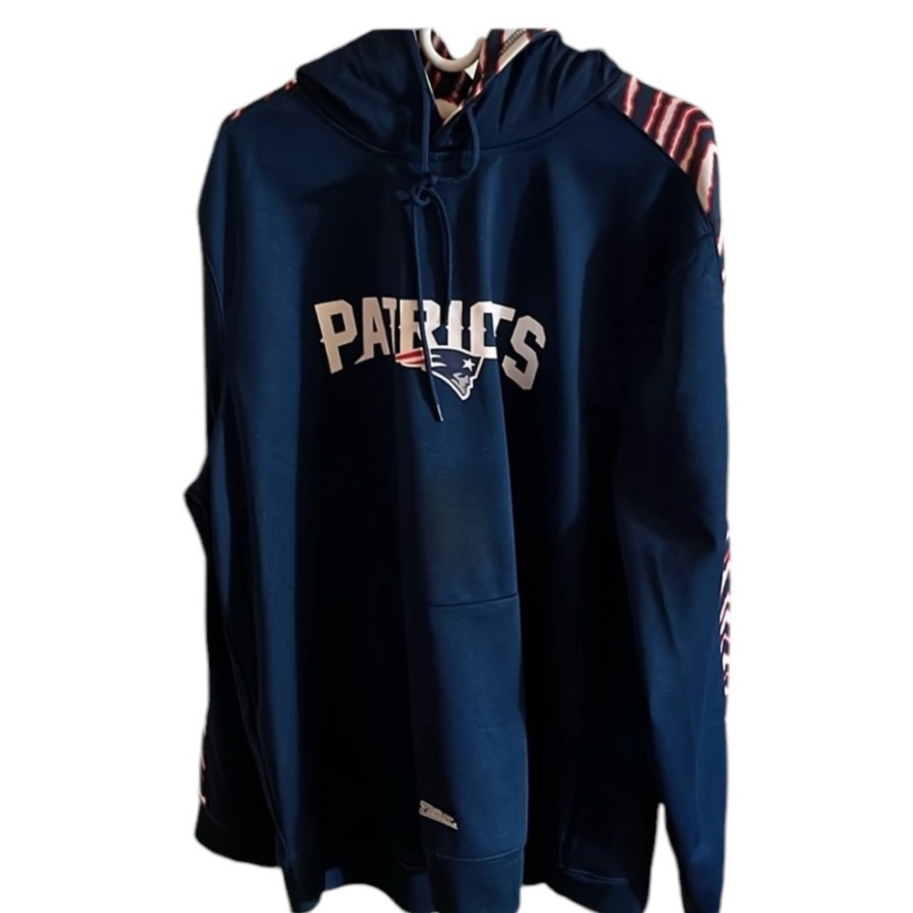 NFL New England Patriots XXL navy blue HOODIE with red & white animal print NWOT